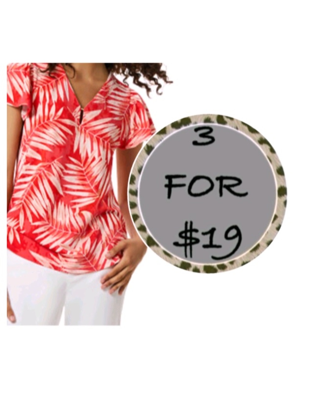 3/$19 NWT Pink Palm tropical print cold shoulder Henley top